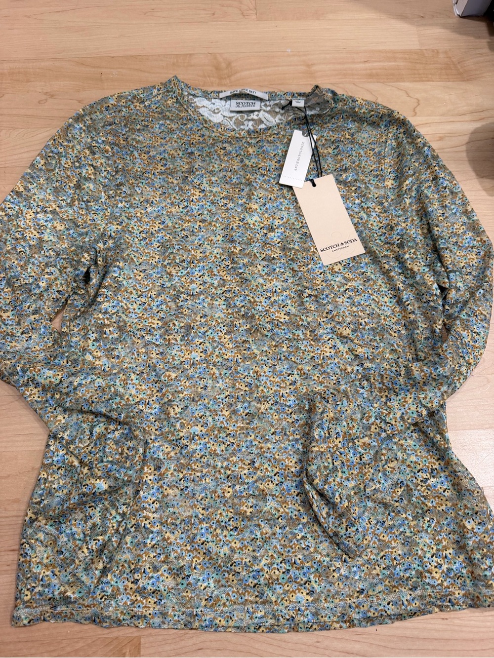 Scotch & Soda Floral Lace Top - Blue & Mustard